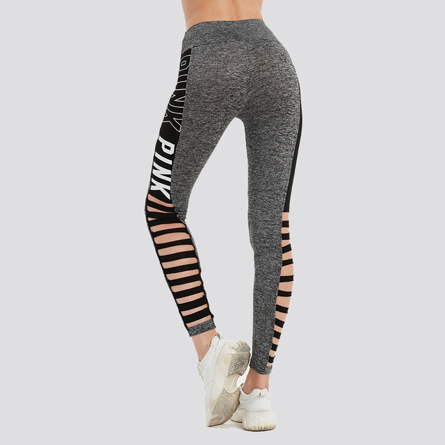 Damskie spodnie sportowe DMRRAIL z białym nadrukiem liter, wyciętymi slipami i elastycznym pasem - idealne do jogi - Wianko - 15