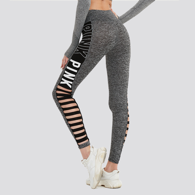 Damskie spodnie sportowe DMRRAIL z białym nadrukiem liter, wyciętymi slipami i elastycznym pasem - idealne do jogi - Wianko - 23