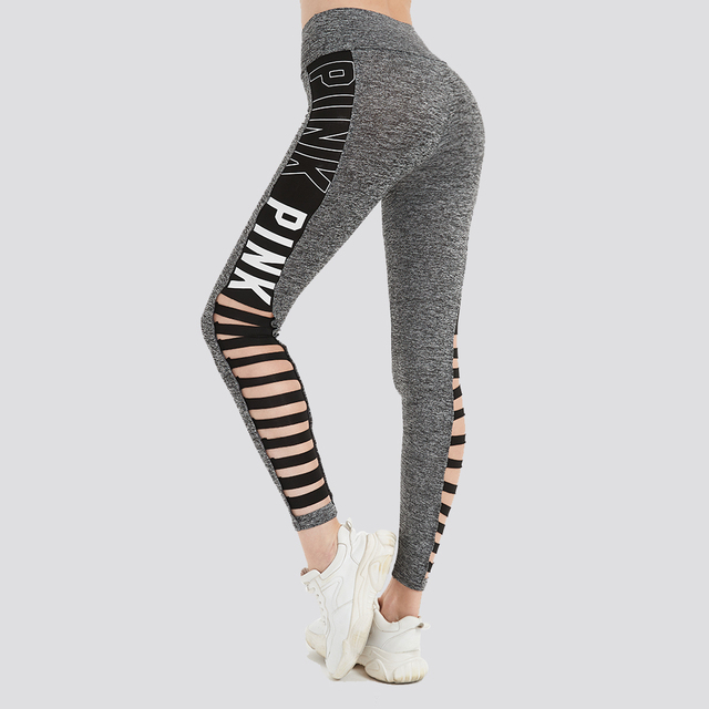 Damskie spodnie sportowe DMRRAIL z białym nadrukiem liter, wyciętymi slipami i elastycznym pasem - idealne do jogi - Wianko - 20