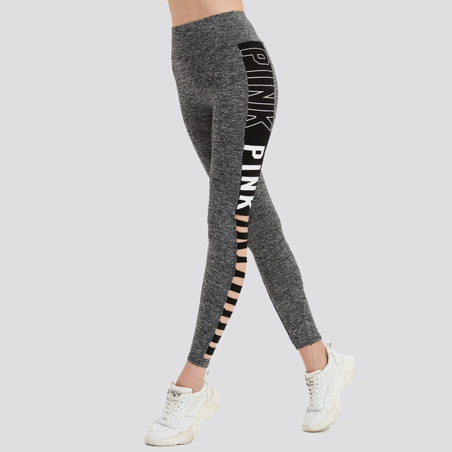 Damskie spodnie sportowe DMRRAIL z białym nadrukiem liter, wyciętymi slipami i elastycznym pasem - idealne do jogi - Wianko - 14