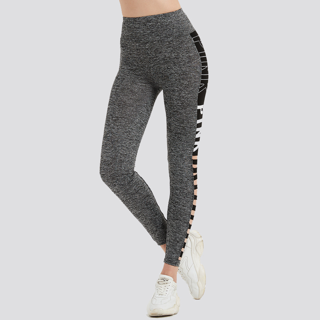 Damskie spodnie sportowe DMRRAIL z białym nadrukiem liter, wyciętymi slipami i elastycznym pasem - idealne do jogi - Wianko - 17