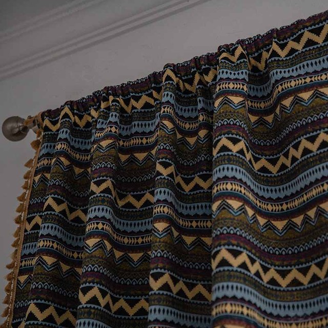 Zasłona semi blackout Artystyczna bawełniana w stylu Boho z frędzlami do salonu, domu wiejskiego - Wianko - 11