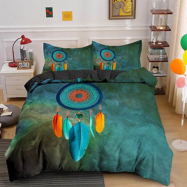 Pokrywa na kołdrę i poszewka na poduszkę Psychedelic Czeski Dreamcatcher w kolorze Queen, rozmiar King, pojedynczy zestaw pościeli Boho - Wianko - 11