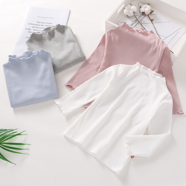 Dziewczęca koszulka z golfem, długi rękaw, bielizna termoaktywna dla dzieci - wiosna/jesień - Wianko - 1
