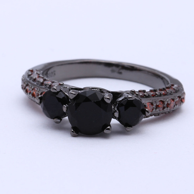Czarny pierścionek zaręczynowy z cyrkoniami dla kobiet - Wianko - 4