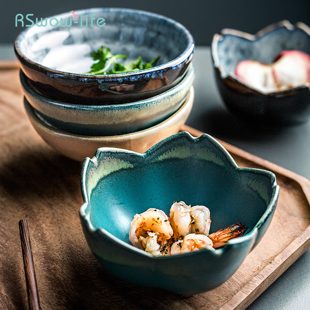 Kreatywne ceramiczne małe talerze w stylu japońskim w kształcie kwiatu - Wianko - 3