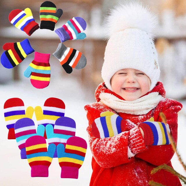 Dziecięce rękawiczki niemowlęce z nadrukiem tęczy w kształcie serca – Casual Des Gants rękawiczki zimowe dla dziewczynek i chłopców - Wianko - 1