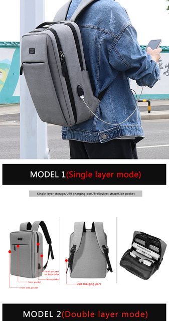 Plecak mody z USB i zabezpieczeniem przed kradzieżą, pojemny turystyczny na laptopa [Rozmiary: 13-17.3 Cal] - Wianko - 2