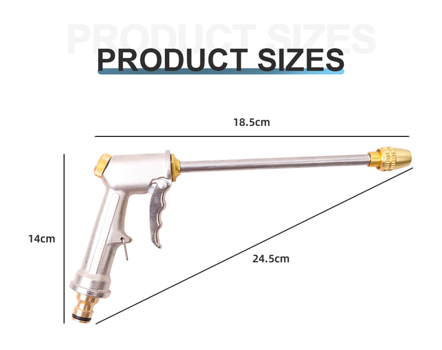 Pistolet ogrodowy z regulowaną myjką ciśnieniową, metalowym pistoletem, dyszami piankowymi, do podlewania i zraszania - model WG70003 - Wianko - 4