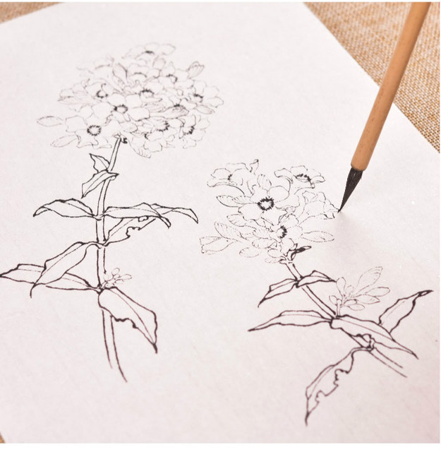 Rysunek linii kwiatu lotosu i brzoskwini na chińskim papierze do rysowania - praktyka akwareli i kolorowania - Wianko - 4