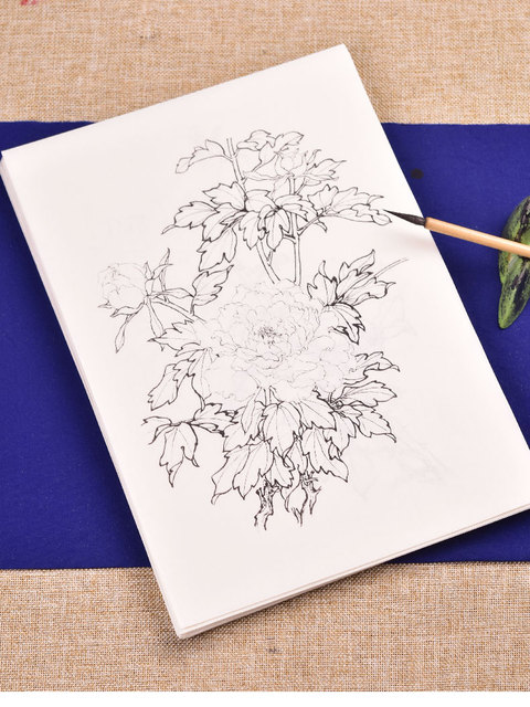 Rysunek linii kwiatu lotosu i brzoskwini na chińskim papierze do rysowania - praktyka akwareli i kolorowania - Wianko - 7