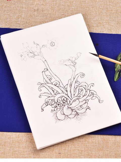Rysunek linii kwiatu lotosu i brzoskwini na chińskim papierze do rysowania - praktyka akwareli i kolorowania - Wianko - 6