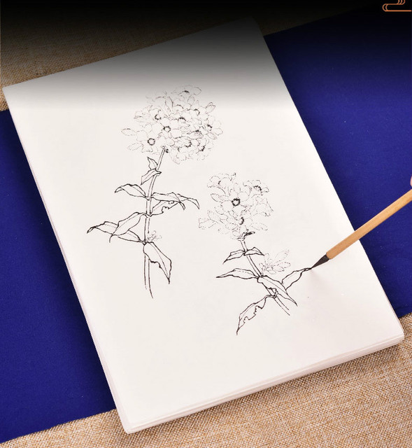Rysunek linii kwiatu lotosu i brzoskwini na chińskim papierze do rysowania - praktyka akwareli i kolorowania - Wianko - 1