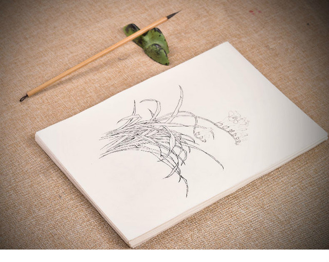 Rysunek linii kwiatu lotosu i brzoskwini na chińskim papierze do rysowania - praktyka akwareli i kolorowania - Wianko - 2