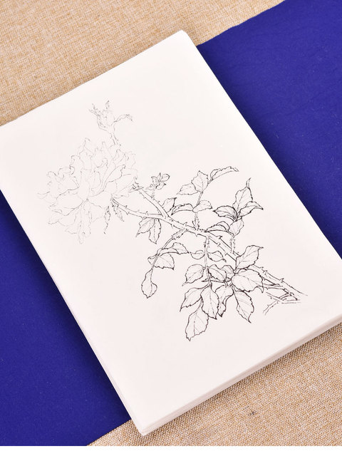 Rysunek linii kwiatu lotosu i brzoskwini na chińskim papierze do rysowania - praktyka akwareli i kolorowania - Wianko - 5