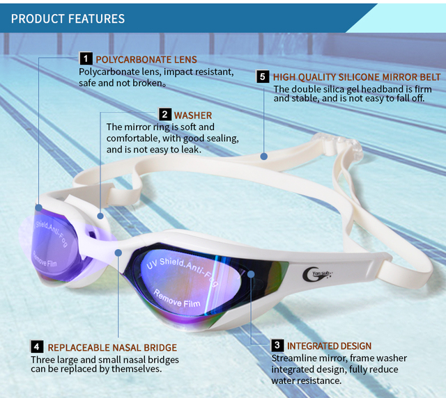 Okulary pływackie przeciwmgielne i anty-ultrafioletowe unisex, regulowane wodą sil - Wianko - 3