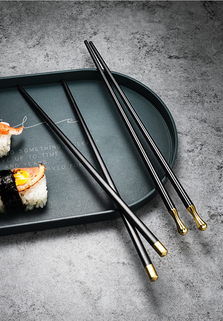 Zestaw 5 par pałeczek stylu japońskiego, antypoślizgowe, wysokiej jakości, do jedzenia sushi w restauracji chińskiej - Wianko - 1