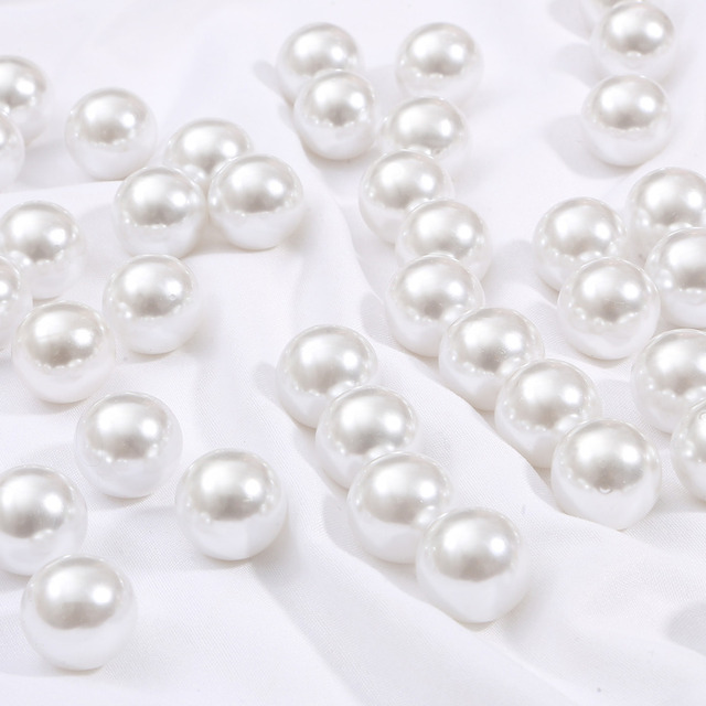 Białe akrylowe korale imitujące perły ABS 2-18 mm - luźne okrągłe koraliki do tworzenia biżuterii - Wianko - 4