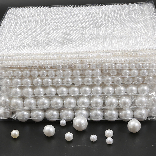 Białe akrylowe korale imitujące perły ABS 2-18 mm - luźne okrągłe koraliki do tworzenia biżuterii - Wianko - 5