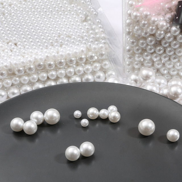 Białe akrylowe korale imitujące perły ABS 2-18 mm - luźne okrągłe koraliki do tworzenia biżuterii - Wianko - 6