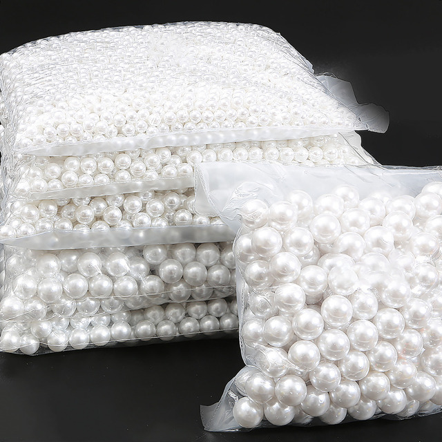 Białe akrylowe korale imitujące perły ABS 2-18 mm - luźne okrągłe koraliki do tworzenia biżuterii - Wianko - 3
