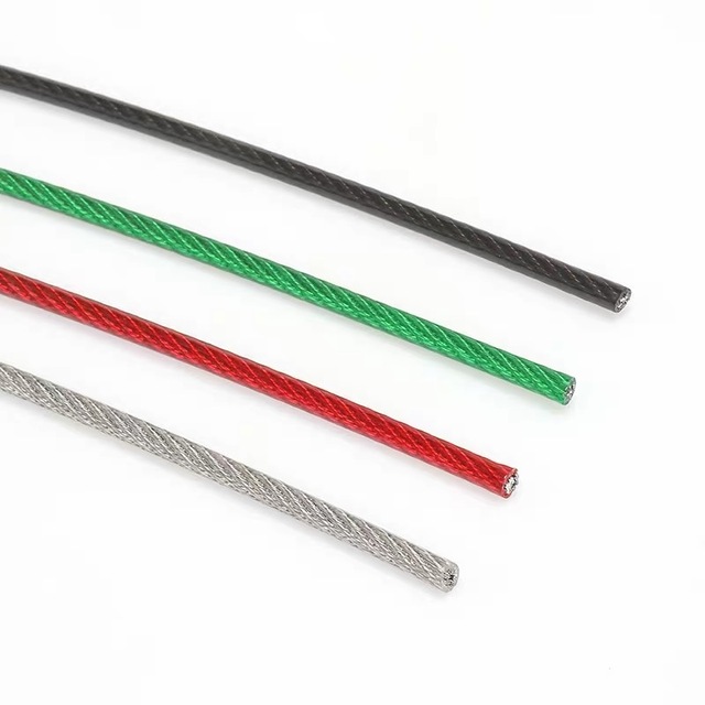 Zielony/Czerwony/Czarny/Przezroczysty PVC z tworzywa sztucznego, powlekany stalą nierdzewną 304, 50/100 m, lina stalowa 1-6 mm - Liny - Wianko - 9