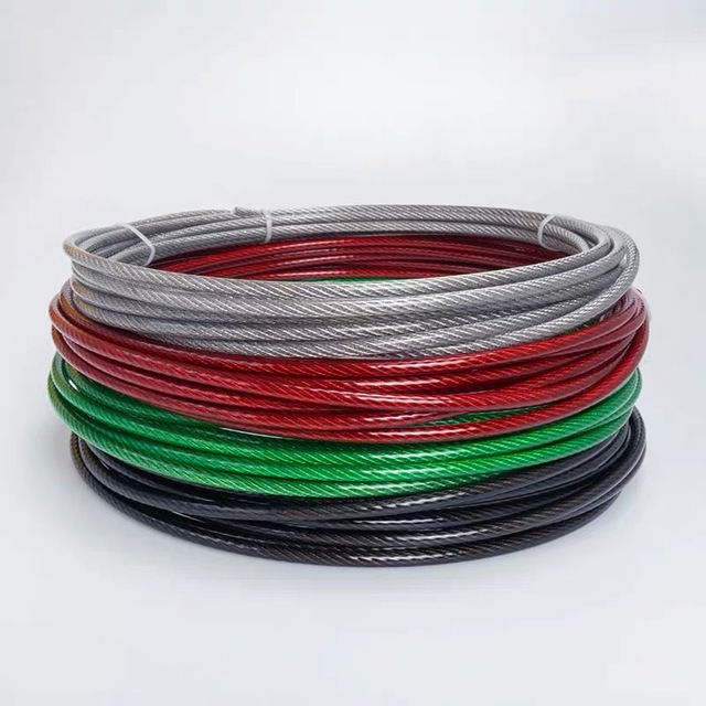 Zielony/Czerwony/Czarny/Przezroczysty PVC z tworzywa sztucznego, powlekany stalą nierdzewną 304, 50/100 m, lina stalowa 1-6 mm - Liny - Wianko - 8
