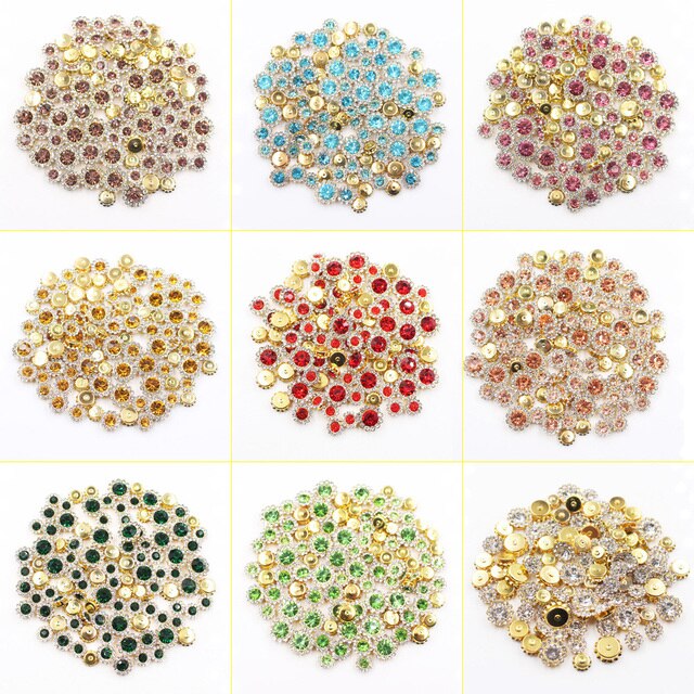 Kamienie kryształowe brokatu, cyrkonie i koraliki do dekoracji i szycia na ubrania, w kolorze złotym - Wianko - 3