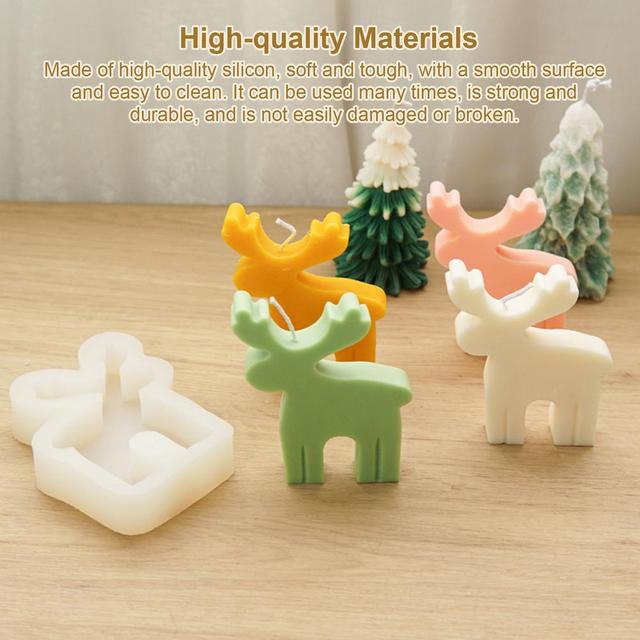 Forma silikonowa do odlewania świec - Łoś bożonarodzeniowy, śnieżne jelenie, model kreatywny DIY, aromaterapeutyczna - Wianko - 1