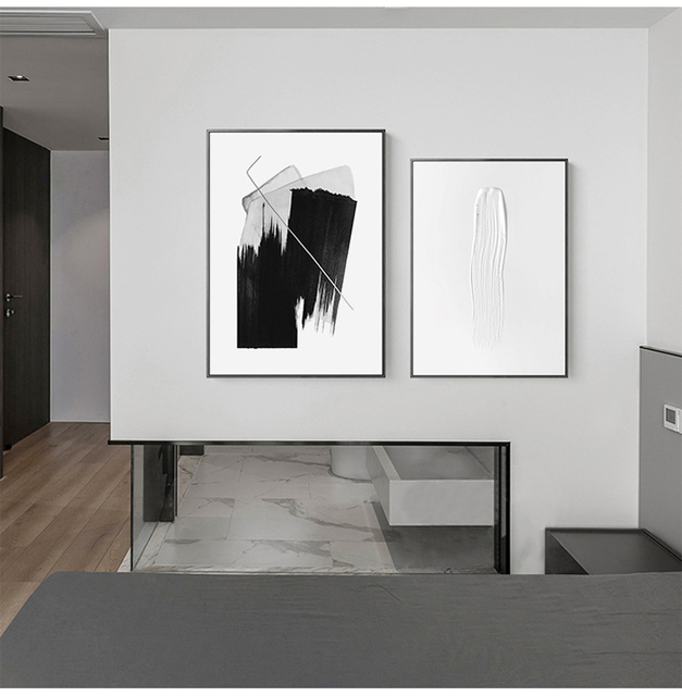 Nowoczesne minimalistyczne obrazy dekoracyjne w czerni i bieli na ściany salonu - Wianko - 8