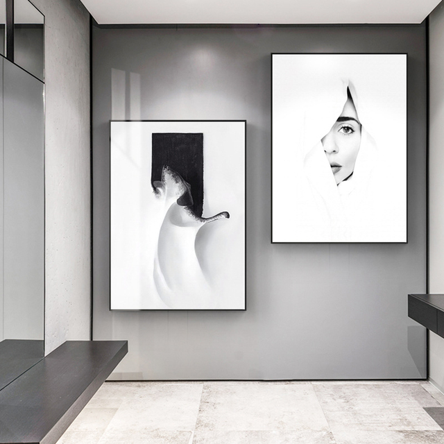 Nowoczesne minimalistyczne obrazy dekoracyjne w czerni i bieli na ściany salonu - Wianko - 3