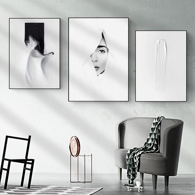 Nowoczesne minimalistyczne obrazy dekoracyjne w czerni i bieli na ściany salonu - Wianko - 2