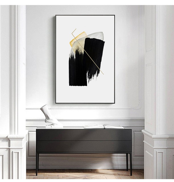Nowoczesne minimalistyczne obrazy dekoracyjne w czerni i bieli na ściany salonu - Wianko - 5