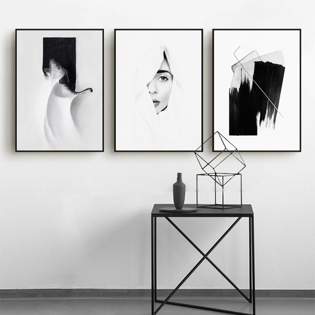 Nowoczesne minimalistyczne obrazy dekoracyjne w czerni i bieli na ściany salonu - Wianko - 4