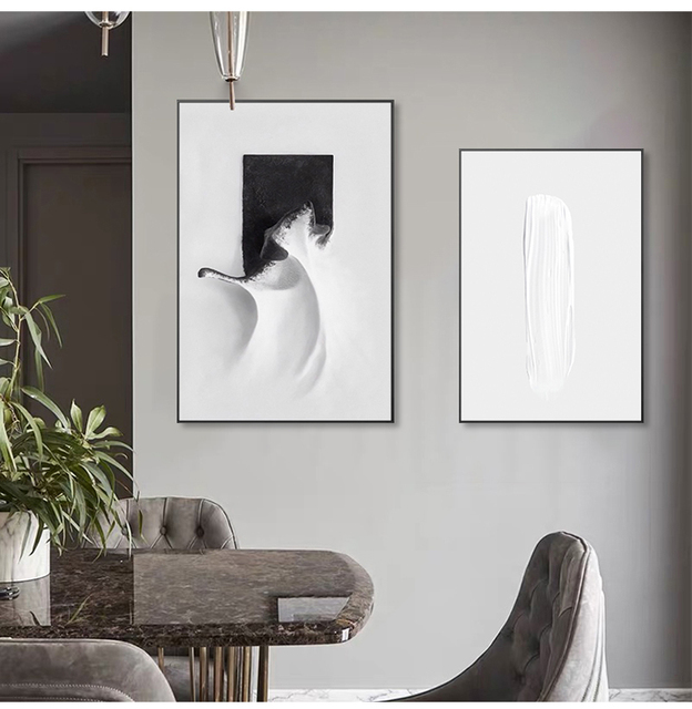Nowoczesne minimalistyczne obrazy dekoracyjne w czerni i bieli na ściany salonu - Wianko - 6