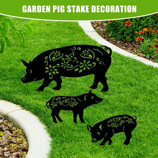 Ozdoba ogrodowa - Świnia prosiaczek - Sylwetka zwierzęcia - Dekoracja ogrodowa na podwórze - Trawnik - Wianko - 4