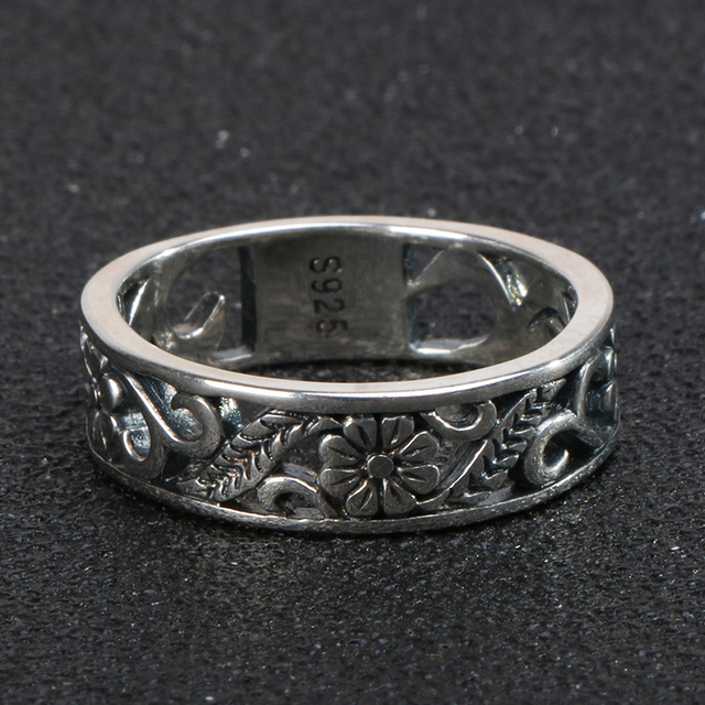 Srebrny pierścionek Cellacity 925 biżuteria vintage kwiat Hollow śliwy Size6-10 kobieta rocznica - Wianko - 3