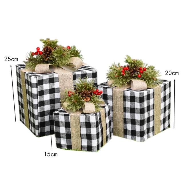 Świecące ozdoby choinkowe - wiszące prezenty, artystyczne pudełka - dekoracje bożonarodzeniowe do domu i ogrodu - Wianko - 4