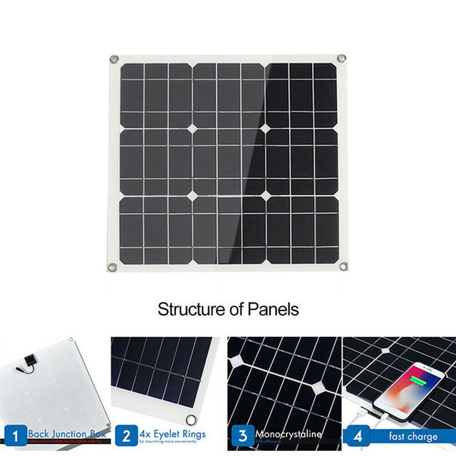 Panel słoneczny przenośny 200W z kontrolerem MPPT 60A i wyświetlaczem LCD 18V z ładowarką Power Bank USB i Portem typu C do samochodu RV - Wianko - 3