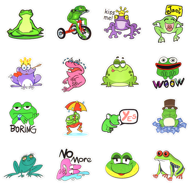 Paczka 50 sztuk naklejek żaba Cartoon - śliczne, śmieszne zwierzęta, wodoodporne, dla dzieci, na laptopa, samochód, księgę gości, pokój - Wianko - 3
