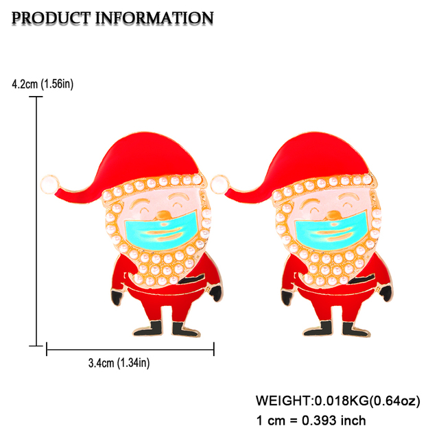 Kolczyki wiszące Miwens Bohemia czerwony kapelusz boże narodzenie Dangle dla kobiet - luksusowy wisiorek z perłami kryształowymi w motywie zamaskowanego Mikołaja - Wianko - 1