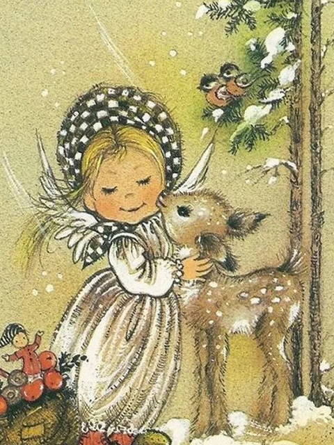 Diamentowy obraz 5D DIY - Chubby Blond mały kąt dziewczyna i królik, pełny haft diamentowy, księżyc Boże Narodzenie, mozaika obrazy - Wianko - 19