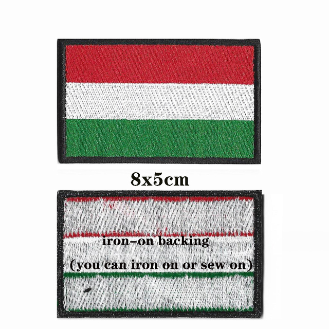 1PC węgierska flaga - opaska haftowana, naszywka haftowana, odznaka tkaninowa na rzep wojskowy pasek - Wianko - 1
