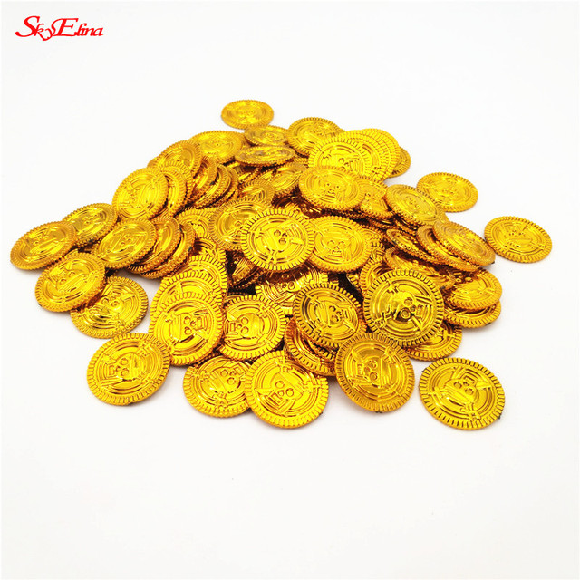 50 sztuk złote monety plastikowe dla dzieci - dekoracje imprezowe, prezenty, skarb, święta - 5Z-HH262 - Wianko - 6