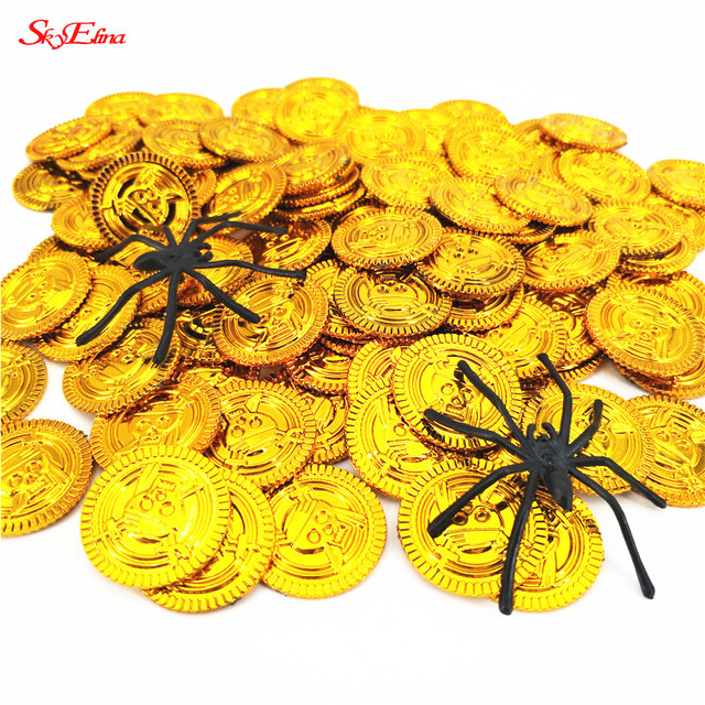 50 sztuk złote monety plastikowe dla dzieci - dekoracje imprezowe, prezenty, skarb, święta - 5Z-HH262 - Wianko - 4