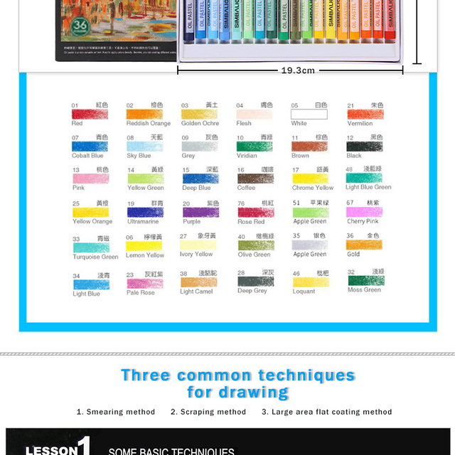 Profesjonalne pastele olejne SIMBALION - 12/24/36 miękkie, pastelowe kolory - długopis woskowy do malowania i graffiti - materiały biurowe - Wianko - 5