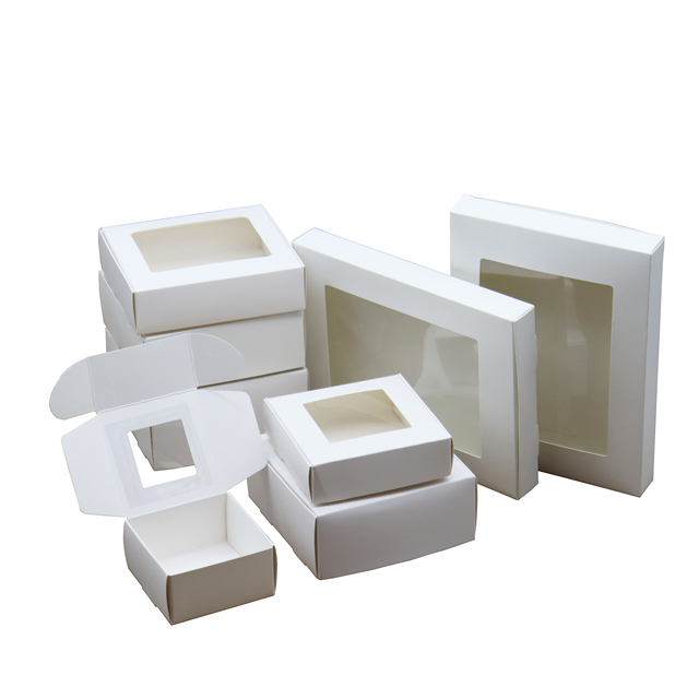 Białe pudełka papierowe z oknem PVC do prezentów ślubnych, w pudełku na cukierki/muffiny/czekoladki - Wianko - 7
