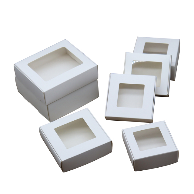Białe pudełka papierowe z oknem PVC do prezentów ślubnych, w pudełku na cukierki/muffiny/czekoladki - Wianko - 2