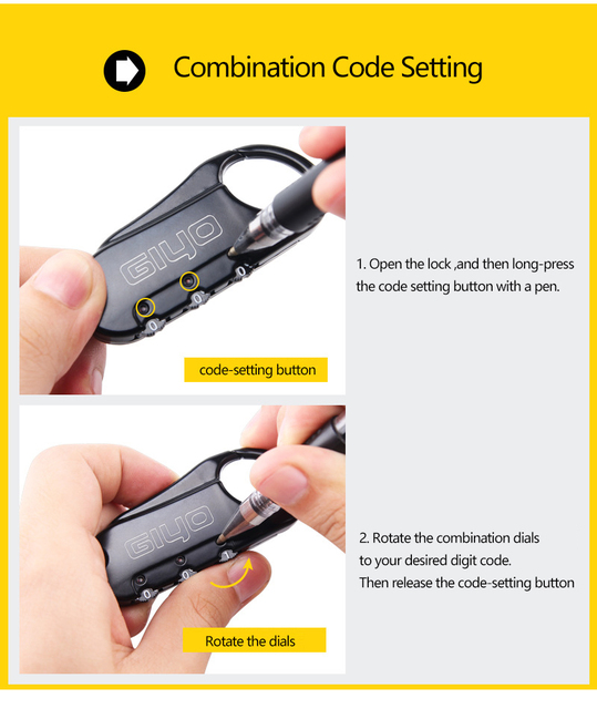 GIYO Blokada rowerowa Portable z zabezpieczeniem przeciw kradzieży, 3-kombinacja cyfr, 1500mm - Wianko - 9