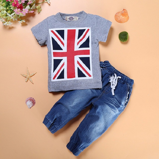 Zestaw ubrań letnich dla chłopców: T-shirt + dżinsy, 3 sztuki, 2-7 lat - Wianko - 3